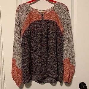 Lucky Brand L Red, White, Blue blouse